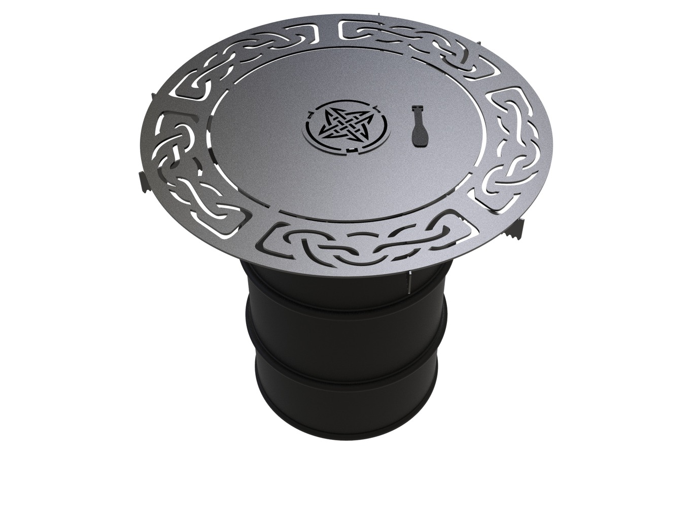 Round 100 cm Fire Plate Grill V2 for Fire Barrel. DXF files for laser, plasma cutting. Plancha BBQ. Фото 12