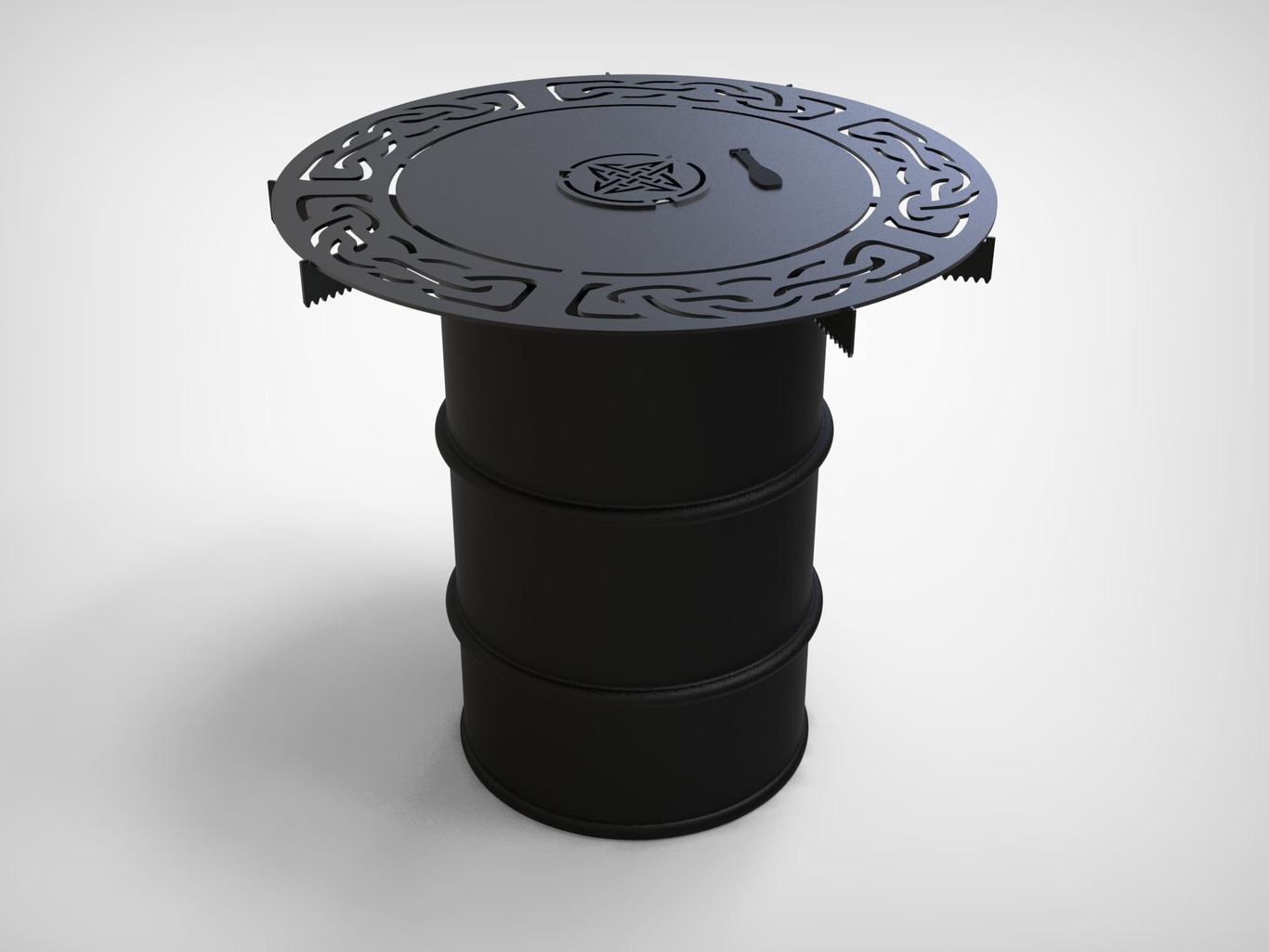 Round 100 cm Fire Plate Grill V2 for Fire Barrel. DXF files for laser, plasma cutting. Plancha BBQ. Фото 7