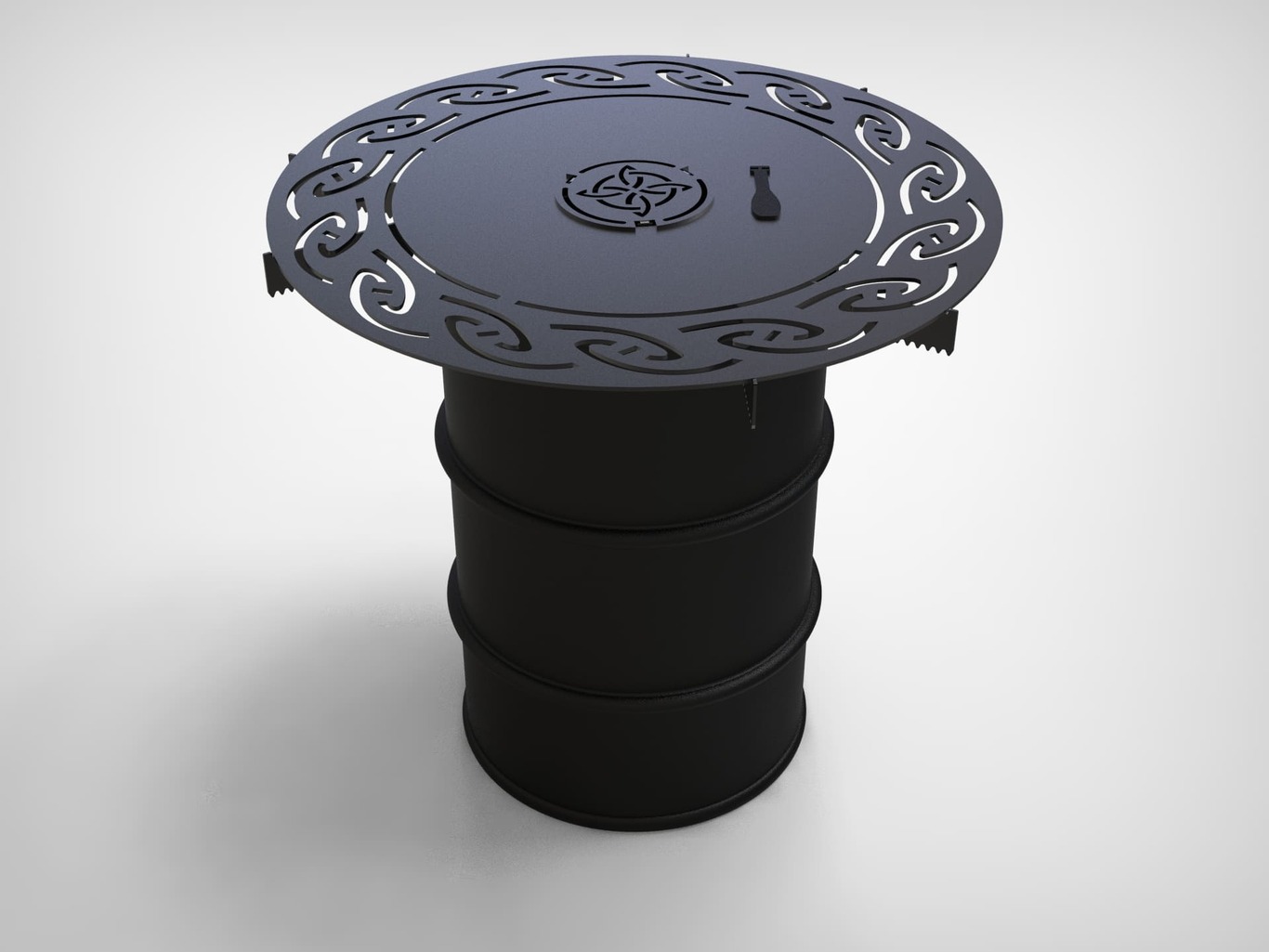 Round 100 cm Fire Plate Grill V2 for Fire Barrel. DXF files for laser, plasma cutting. Plancha BBQ. Фото 8