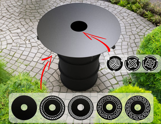 Plită rotundă tip plancha 100 cm V2 pentru grătar pe butoi. Fișiere DXF pentru tăiere cu laser, plasmă. BBQ
