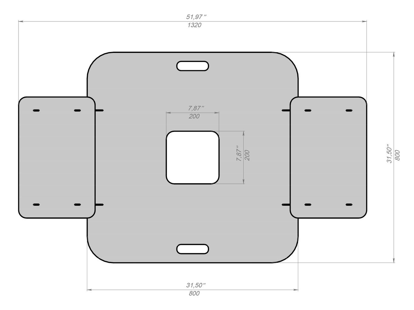 Square 80 cm Fire Plate Grill for Fire Barrel. DXF files for laser, plasma cutting. Plancha BBQ. Фото 12
