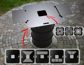 Square 80 cm Fire Plate Grill for Fire Barrel. DXF files for laser, plasma cutting. Plancha BBQ