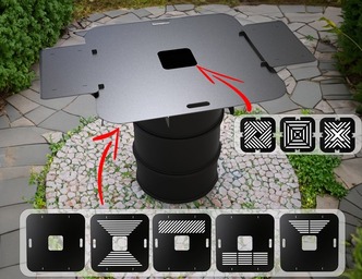 Plită pătrată tip plancha 100 cm pentru grătar pe butoi. Fișiere DXF pentru tăiere cu laser, plasmă. BBQ