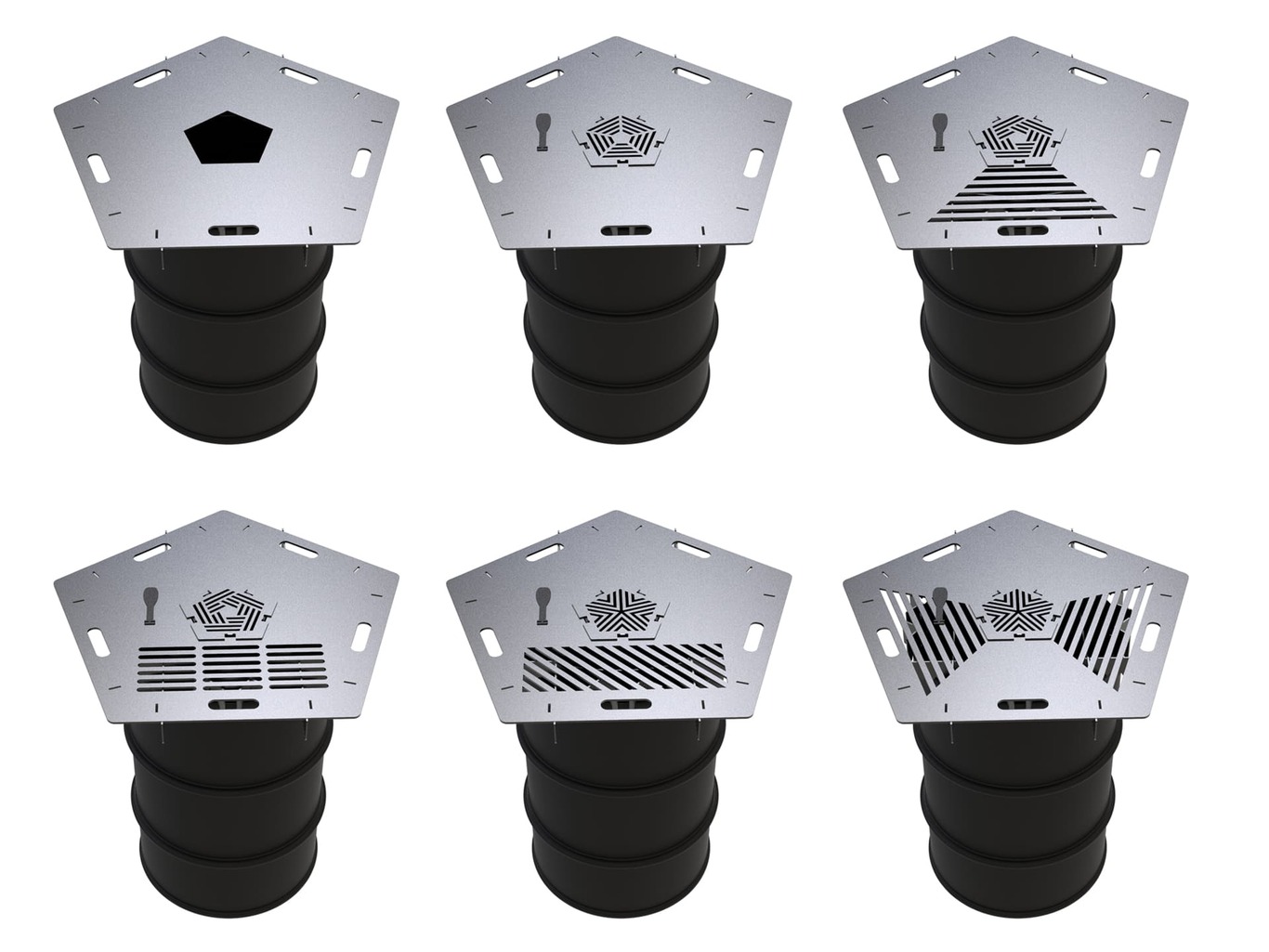 Pentagon 80 cm Fire Plate Grill for Fire Barrel. DXF files for laser, plasma cutting. Plancha BBQ. Фото 3