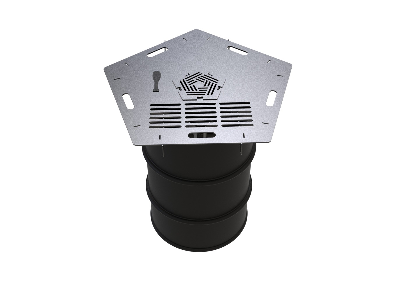Pentagon 80 cm Fire Plate Grill for Fire Barrel. DXF files for laser, plasma cutting. Plancha BBQ. Фото 12