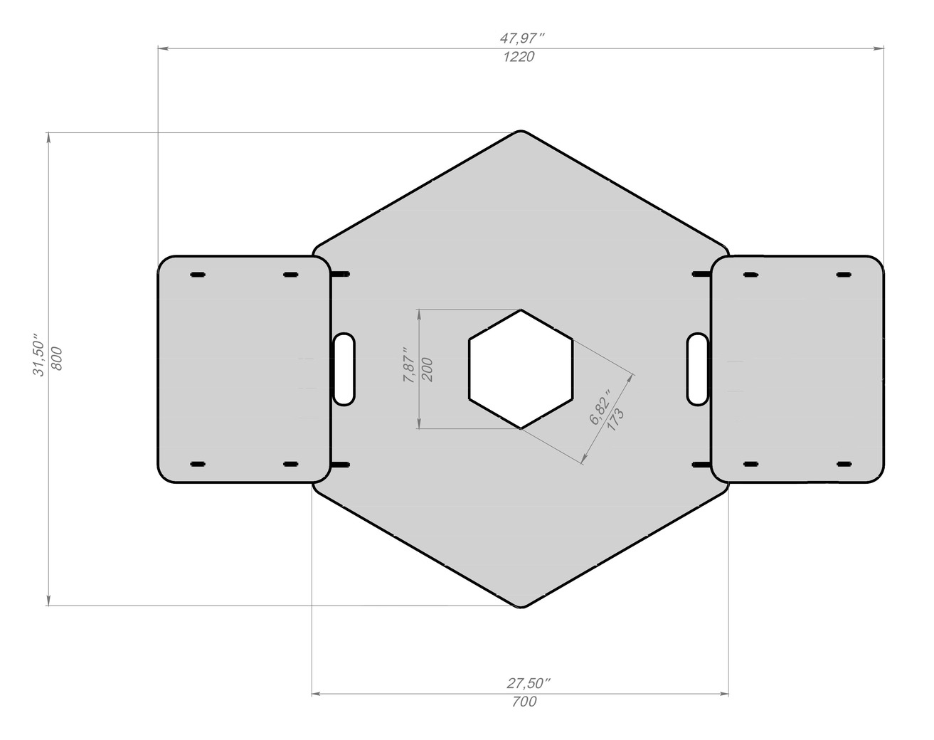 Hexagon 80 cm Fire Plate Grill for Fire Barrel. DXF files for laser, plasma cutting. Plancha BBQ. Фото 14