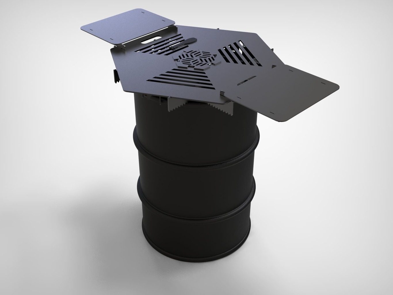 Hexagon 80 cm Fire Plate Grill for Fire Barrel. DXF files for laser, plasma cutting. Plancha BBQ. Фото 10