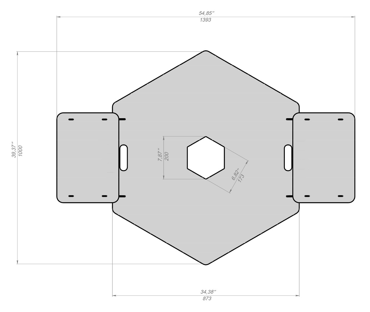 Hexagon 100 cm Fire Plate Grill for Fire Barrel. DXF files for laser, plasma cutting. Plancha BBQ. Фото 14