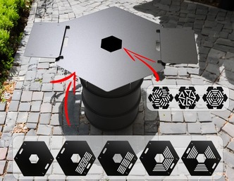 Plită hexagonală tip plancha 100 cm, pentru grătar pe butoi. Fișiere DXF pentru tăiere cu laser, plasmă. BBQ