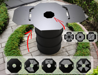 Octagon 80 cm Fire Plate Grill for Fire Barrel. DXF files for laser, plasma cutting. Plancha BBQ