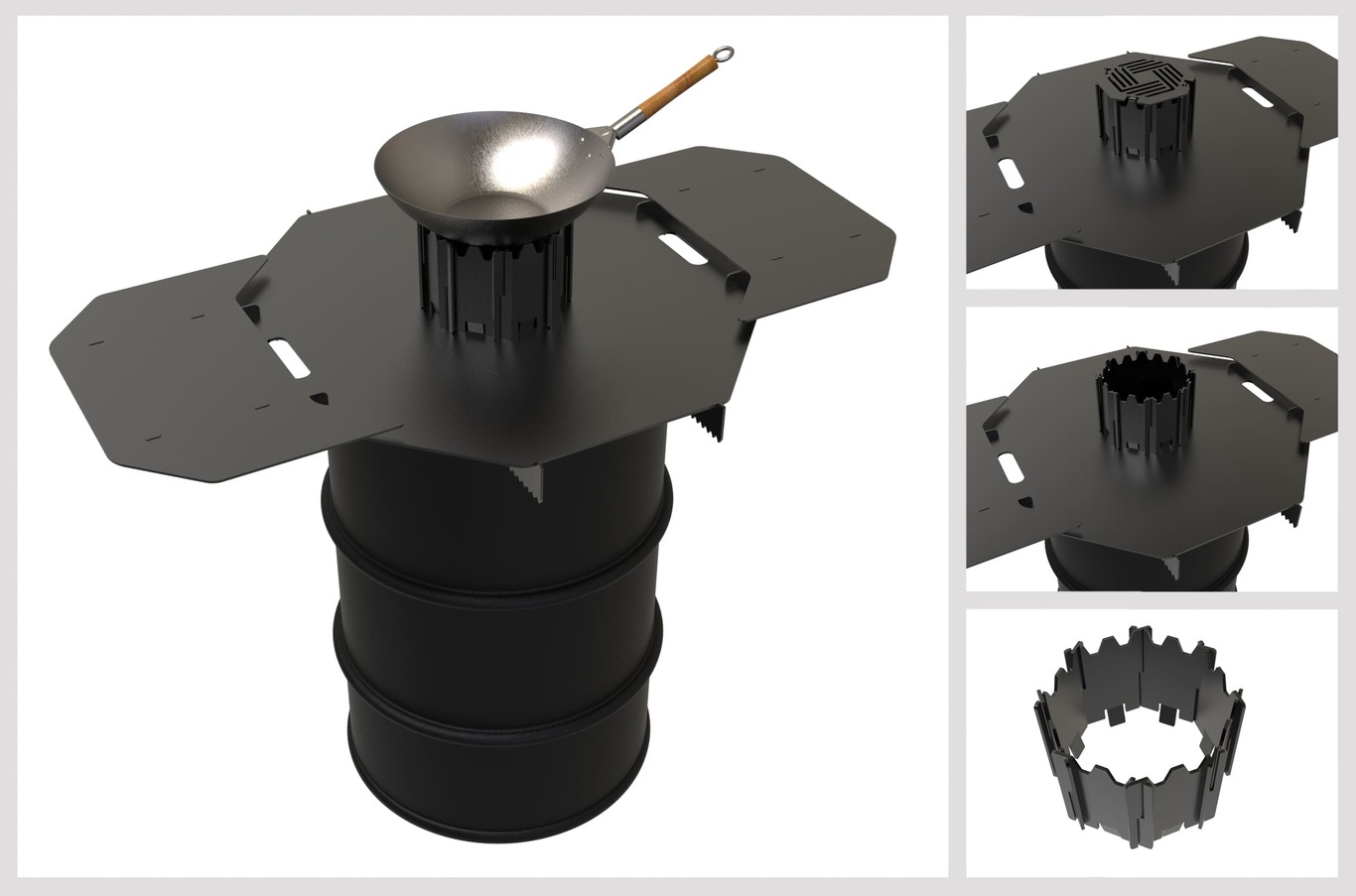 Octagon 100 cm Fire Plate Grill for Fire Barrel. DXF files for laser, plasma cutting. Plancha BBQ. Фото 6