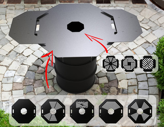 Octagon 100 cm Fire Plate Grill for Fire Barrel. DXF files for laser, plasma cutting. Plancha BBQ
