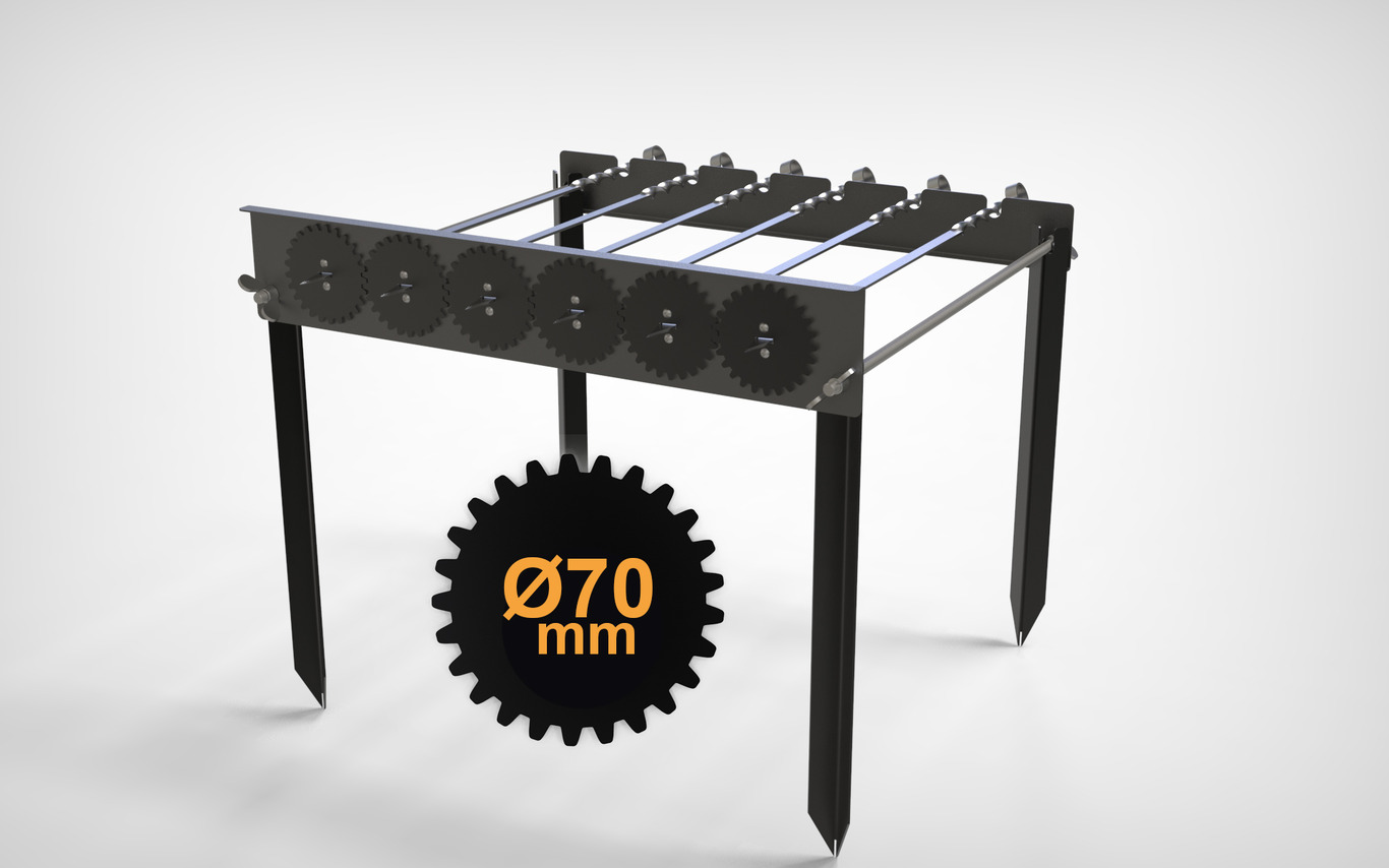 Automatic Rotating Skewers Eco 70 - 6 Skewers. DXF files for laser, plasma cutting