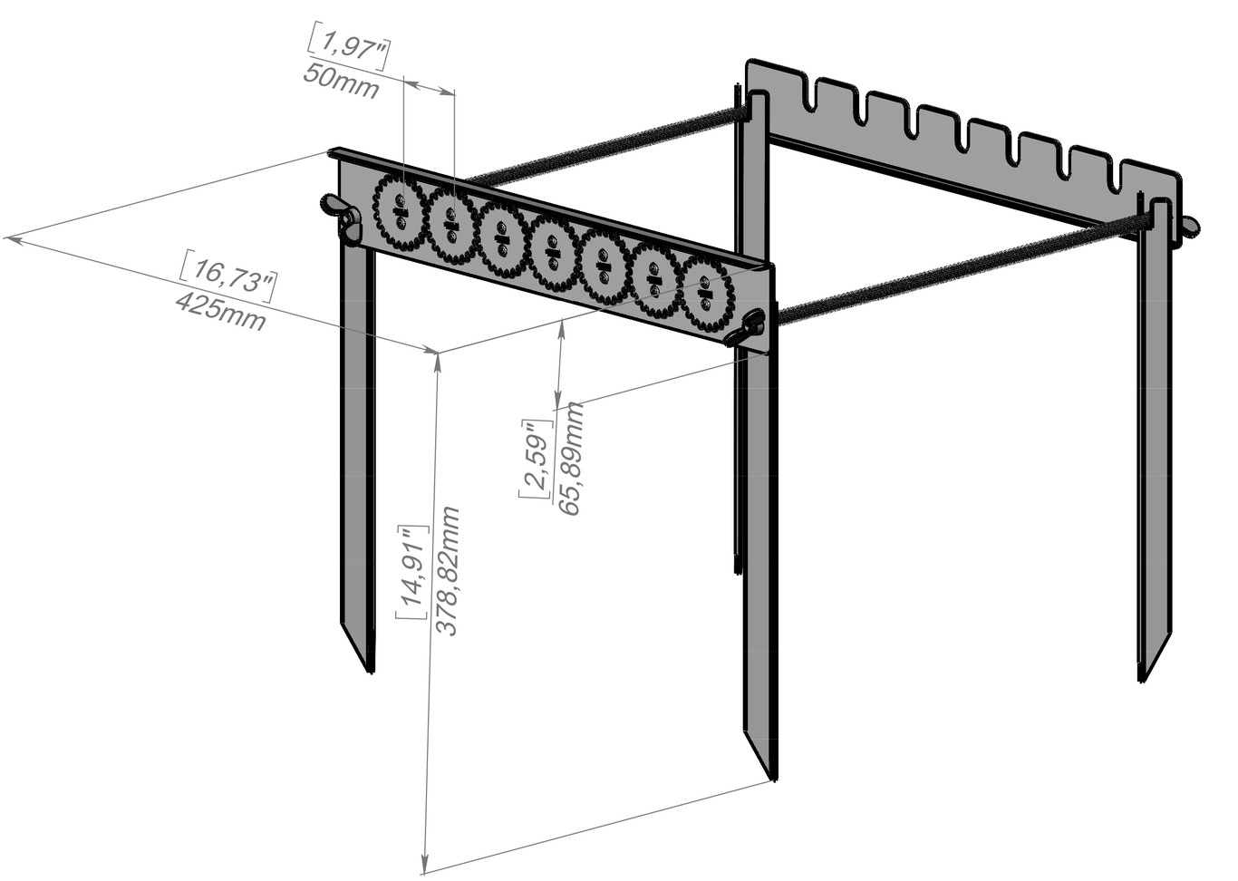 Automatic Rotating Skewers Eco 50 - 7 Skewers. DXF files for laser, plasma cutting. Фото 18