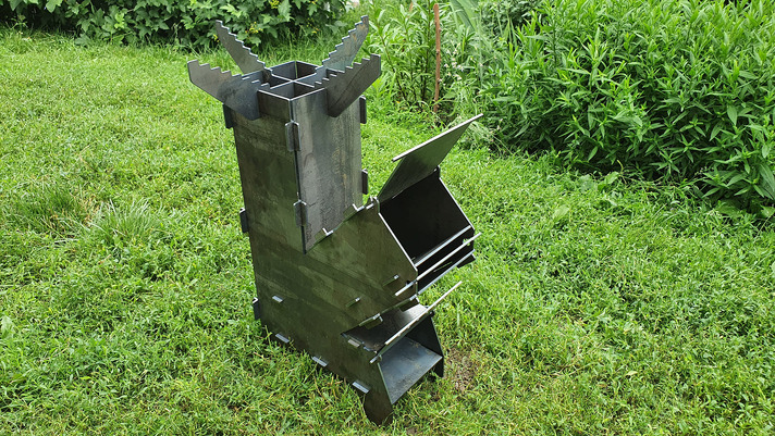 Big Rocket Stove. DXF files for laser, plasma cutting. Portable Turbo Wood Stove