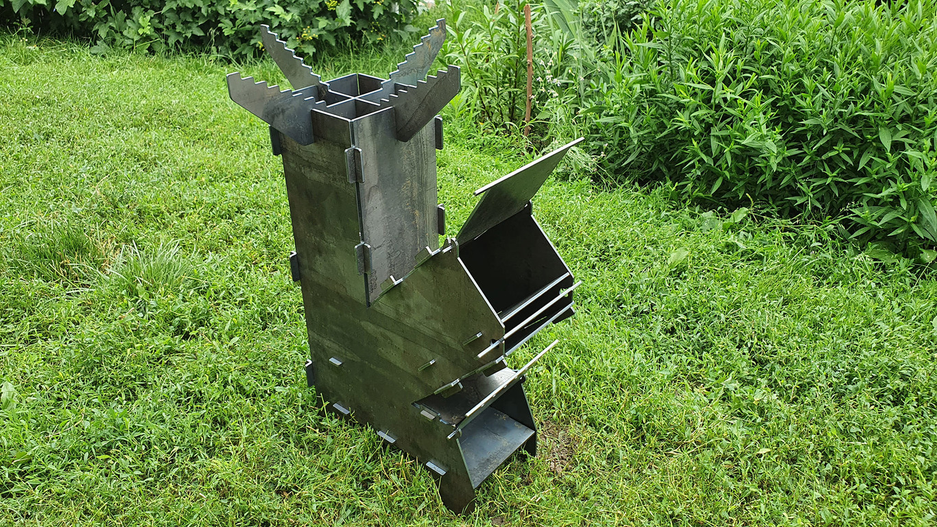 Big Rocket Stove. DXF files for laser, plasma cutting. Portable Turbo Wood Stove