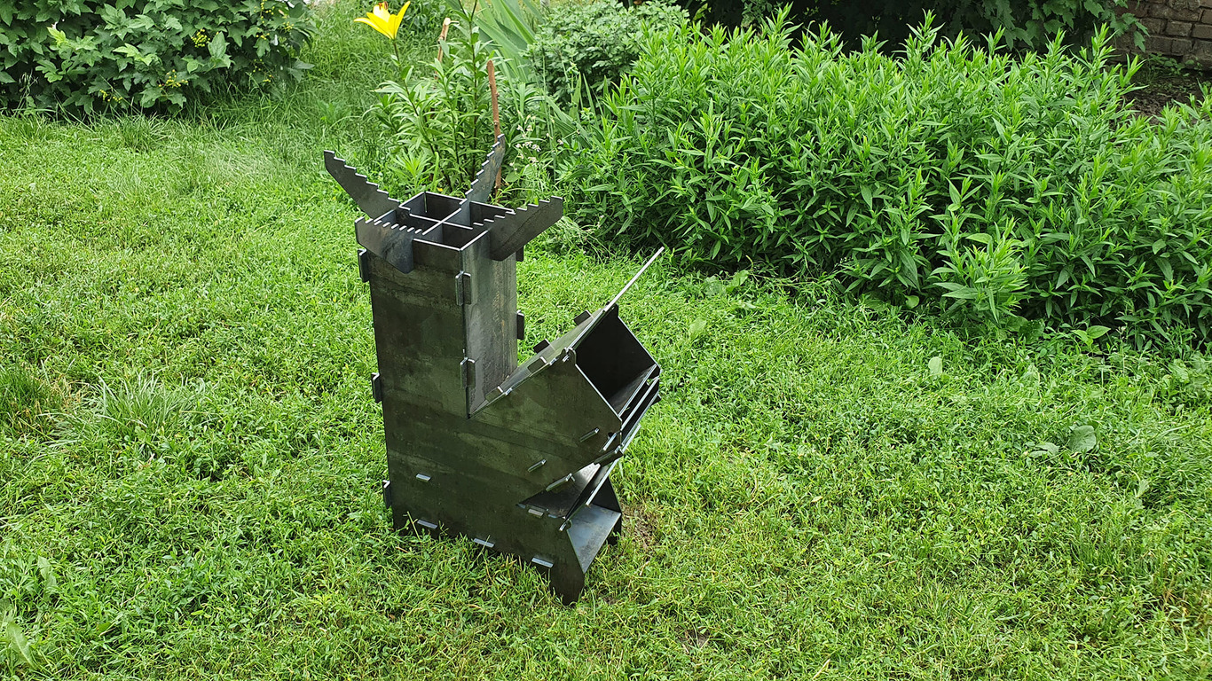 Big Rocket Stove. DXF files for laser, plasma cutting. Portable Turbo Wood Stove. Фото 6