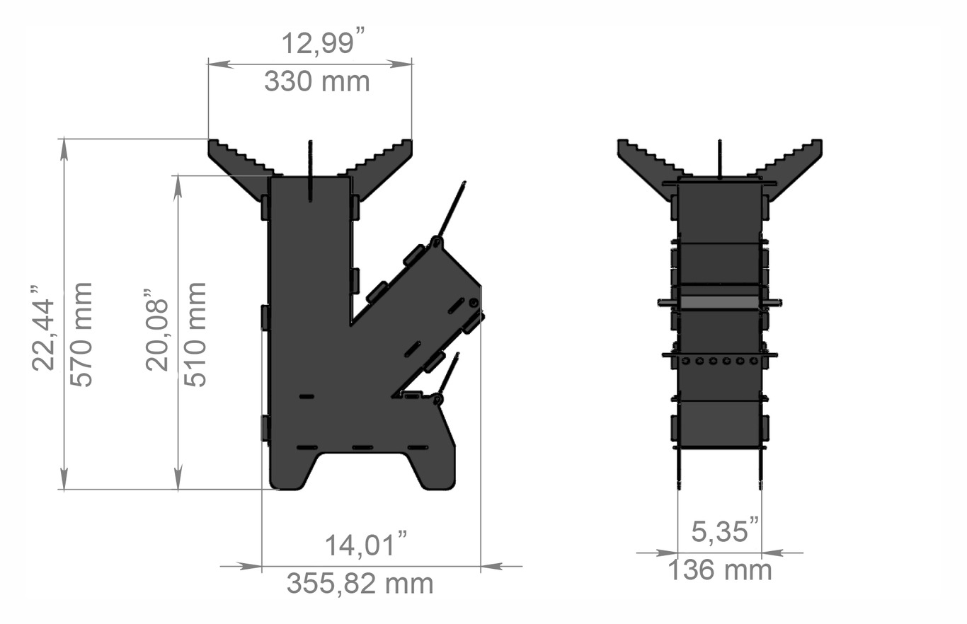 Big Rocket Stove. DXF files for laser, plasma cutting. Portable Turbo Wood Stove. Фото 9