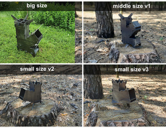 4-Piece Rocket Stove Bundle. DXF files for laser, plasma cutting. Tourist Turbo Wood Stoves
