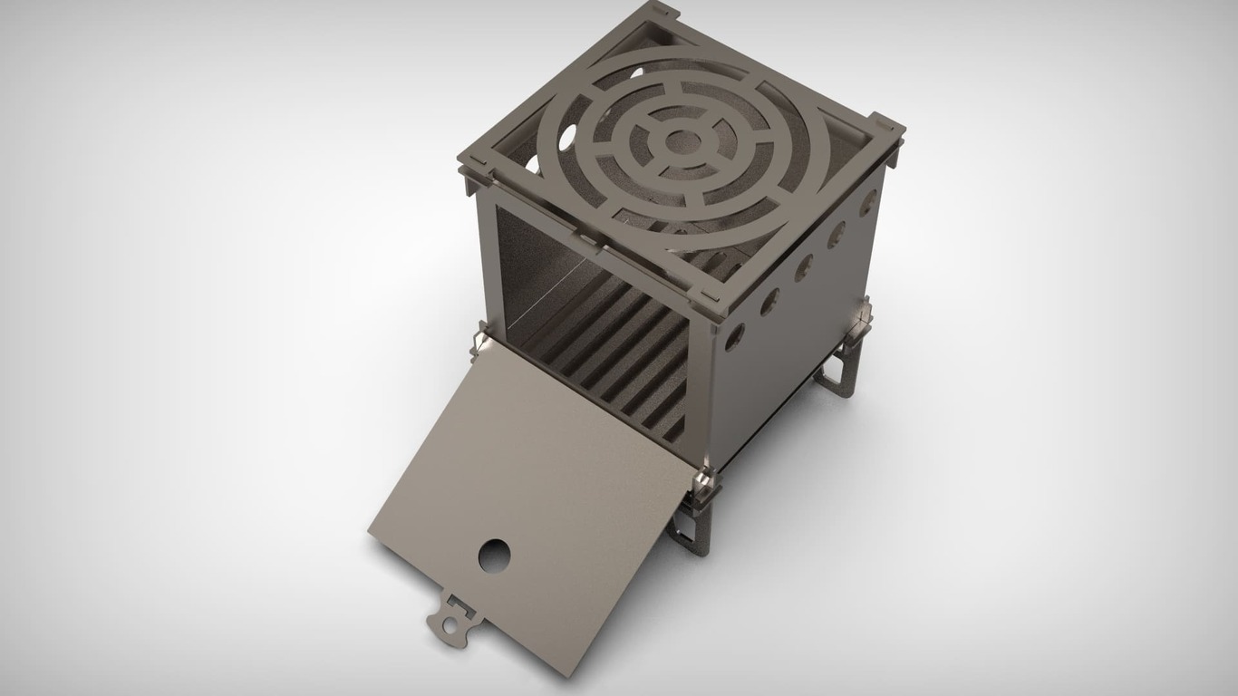 Camping Stove V3. DXF files for laser, plasma cutting. Ultralight Portable Wood Stove. Фото 2
