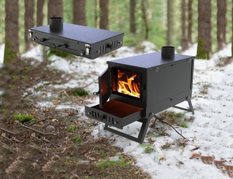 DXF files for laser, plasma cutting. Tent Stove. Hiking Portable Camping Wood Stove.