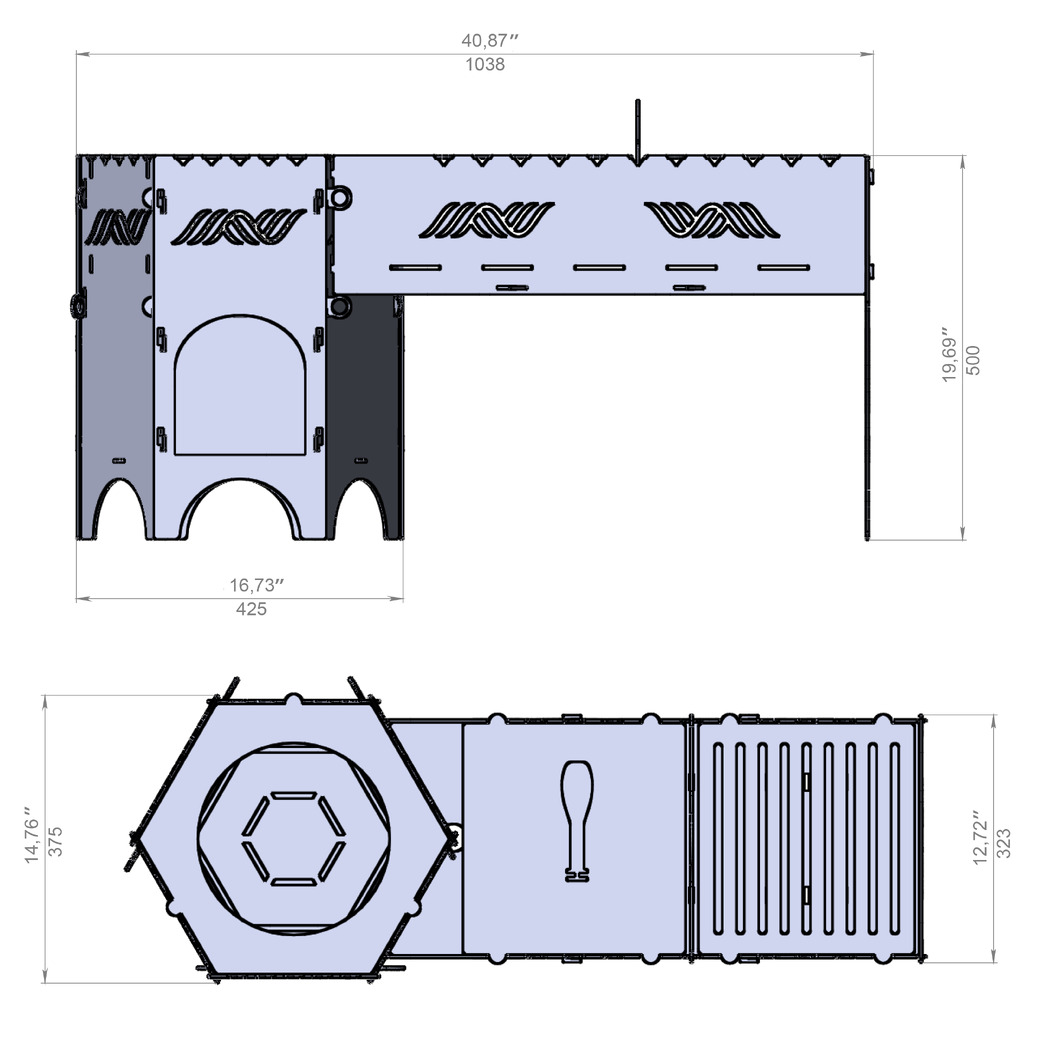 Cauldron Stove and Grill V3. DXF files for laser, plasma cutting. Фото 9