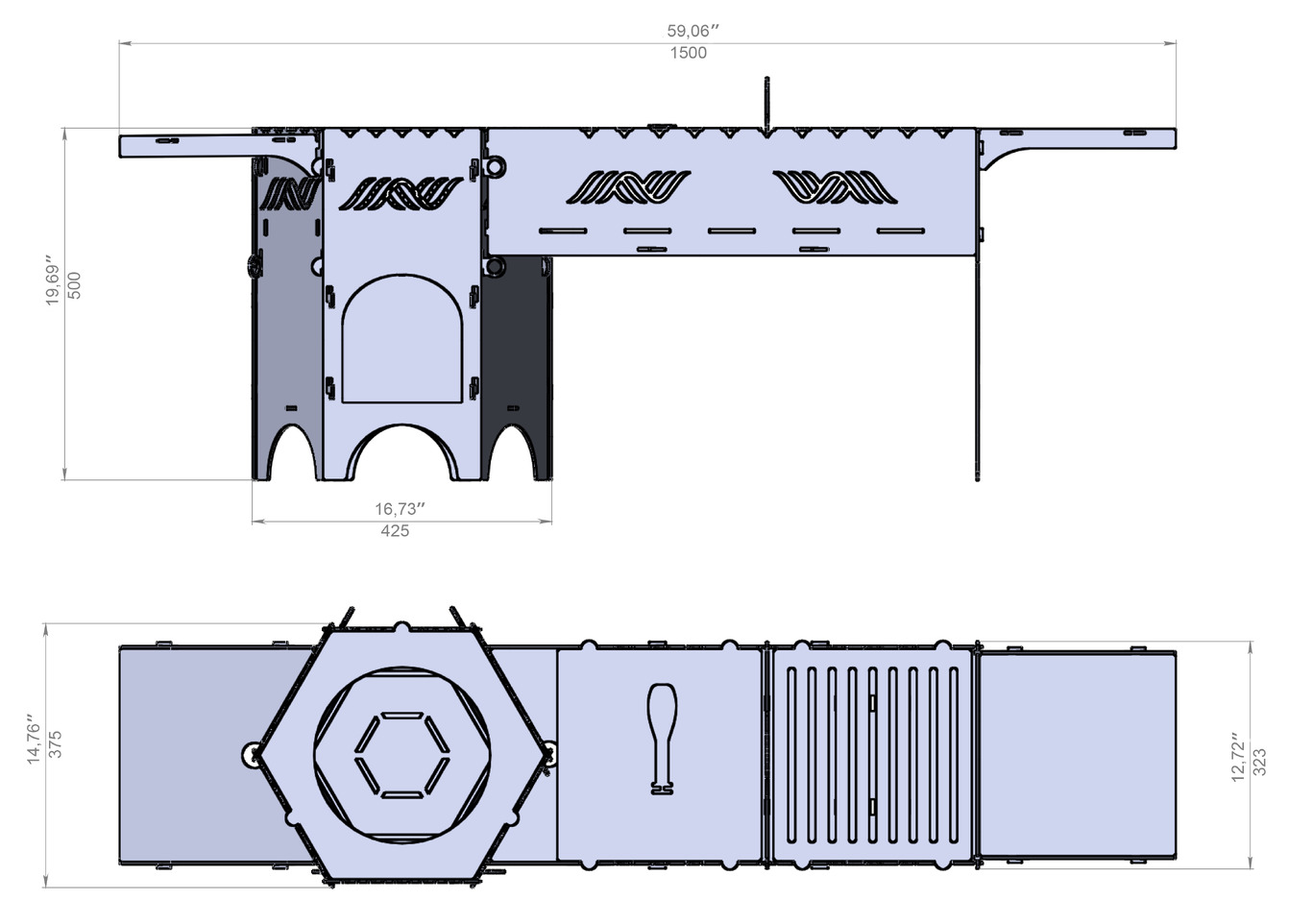 Cauldron Stove and Grill V4. DXF files for laser, plasma cutting. Фото 8