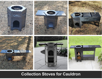 6-Piece Cauldron Stove Bundle. DXF files for laser, plasma cutting