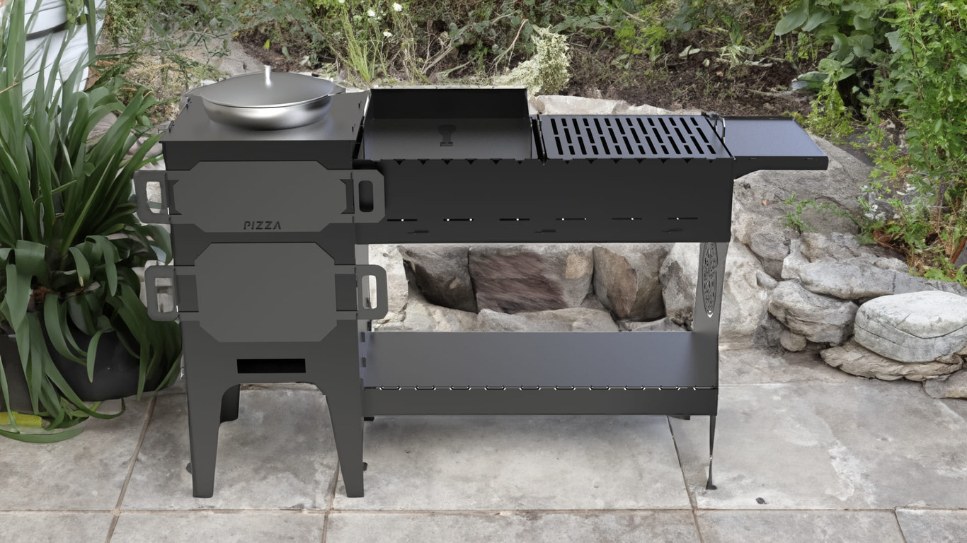 3-in-1 Pizza Oven and Cauldron Stove and Grill. DXF files for laser, plasma cutting. Фото 2