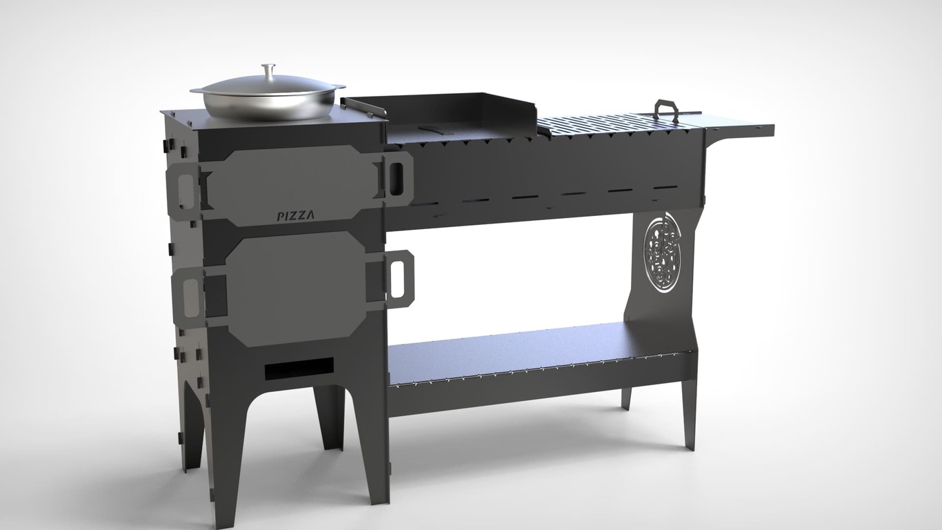 3-in-1 Pizza Oven and Cauldron Stove and Grill. DXF files for laser, plasma cutting. Фото 4
