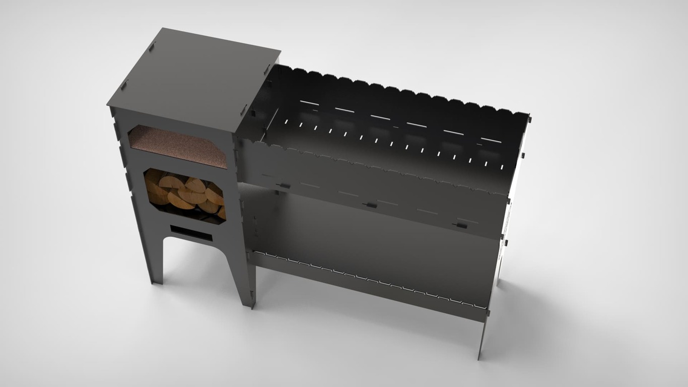 3-in-1 Pizza Oven and Cauldron Stove and Grill. DXF files for laser, plasma cutting. Фото 10