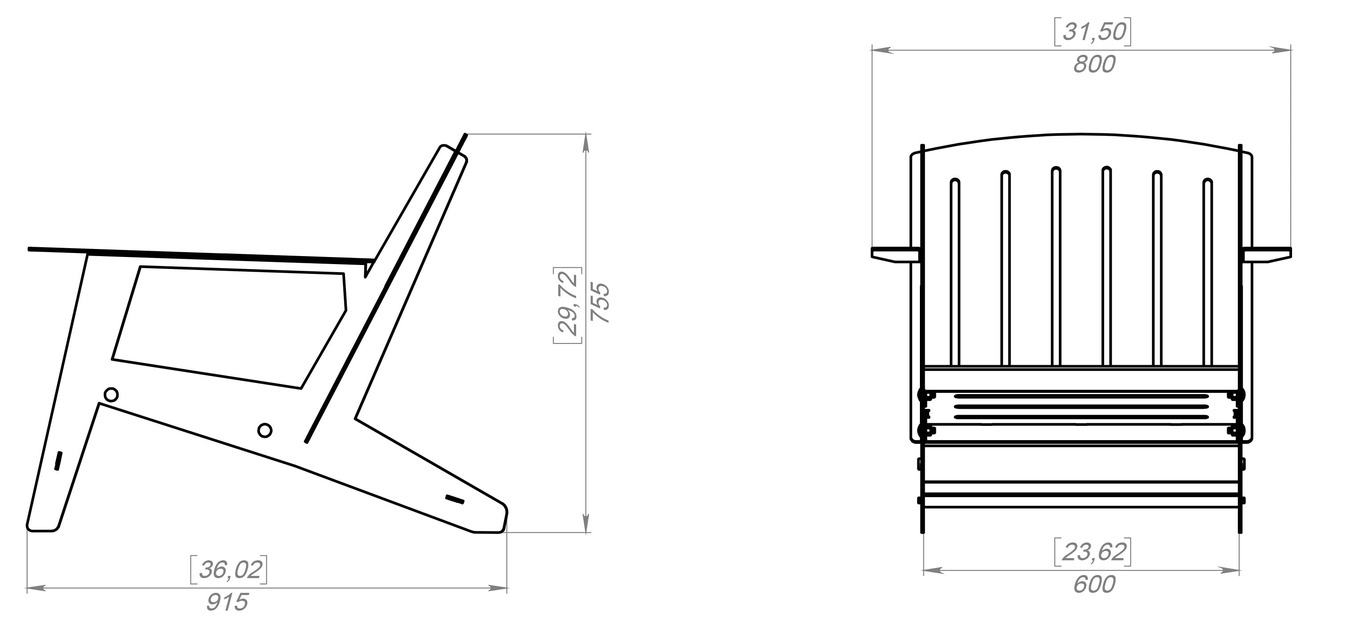 Chaise pour la décoration de la maison ou du jardin. Fichiers DXF pour découpe laser et plasma. Décoration pour la cour. Фото 11