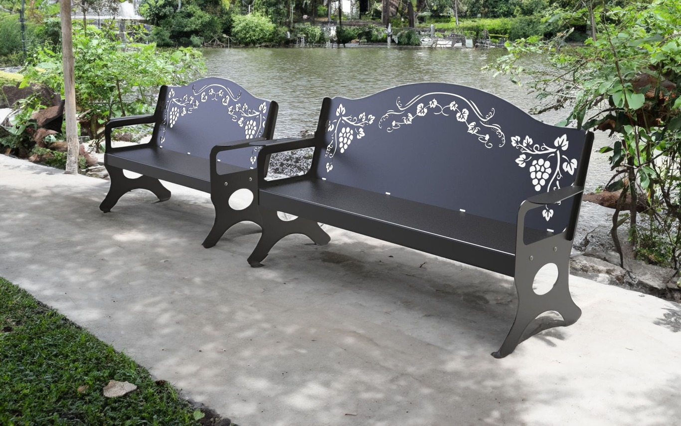 Garden Bench. Park Bench. DXF files for laser, plasma cutting. Home Backyard Decoration