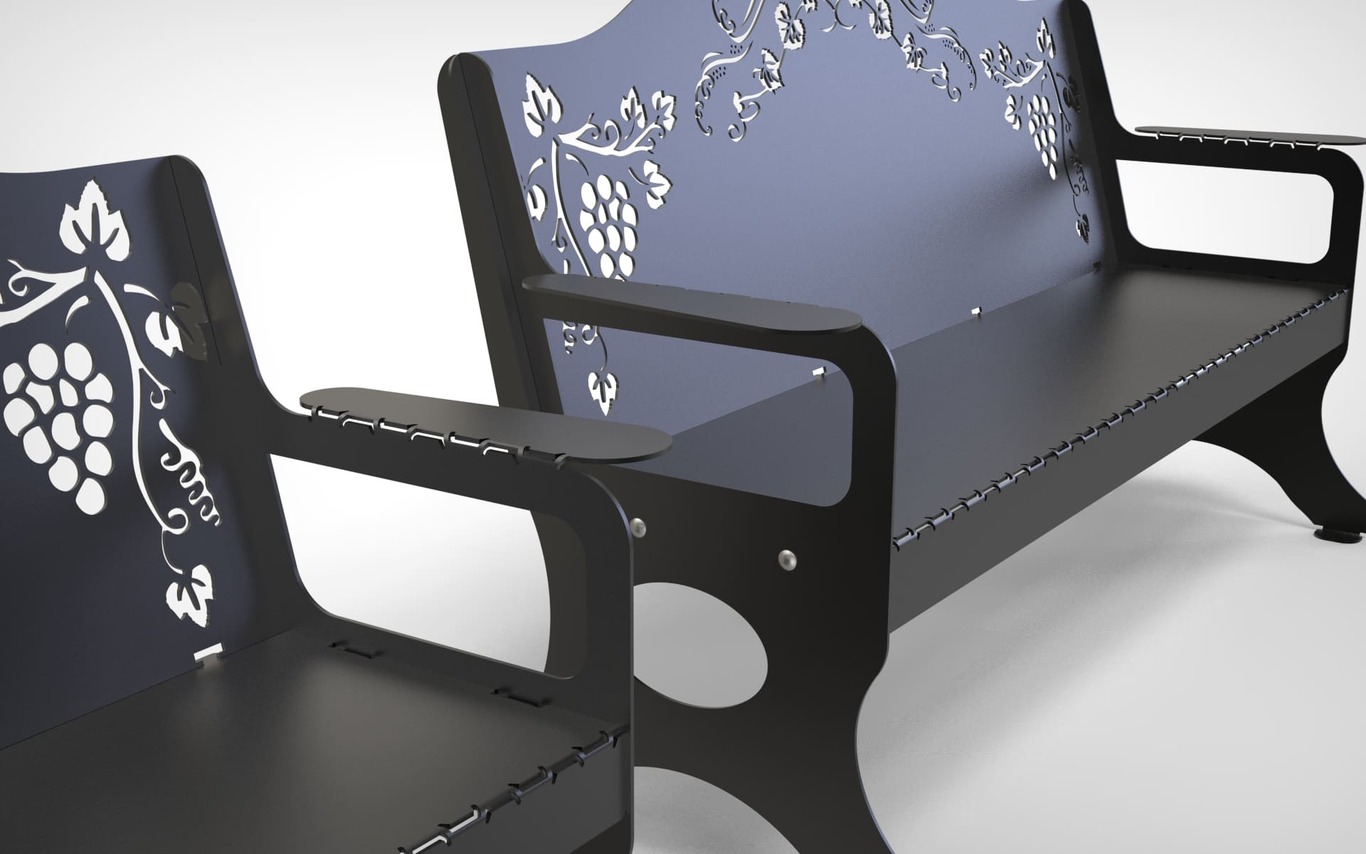 Garden Bench. Park Bench. DXF files for laser, plasma cutting. Home Backyard Decoration. Фото 7