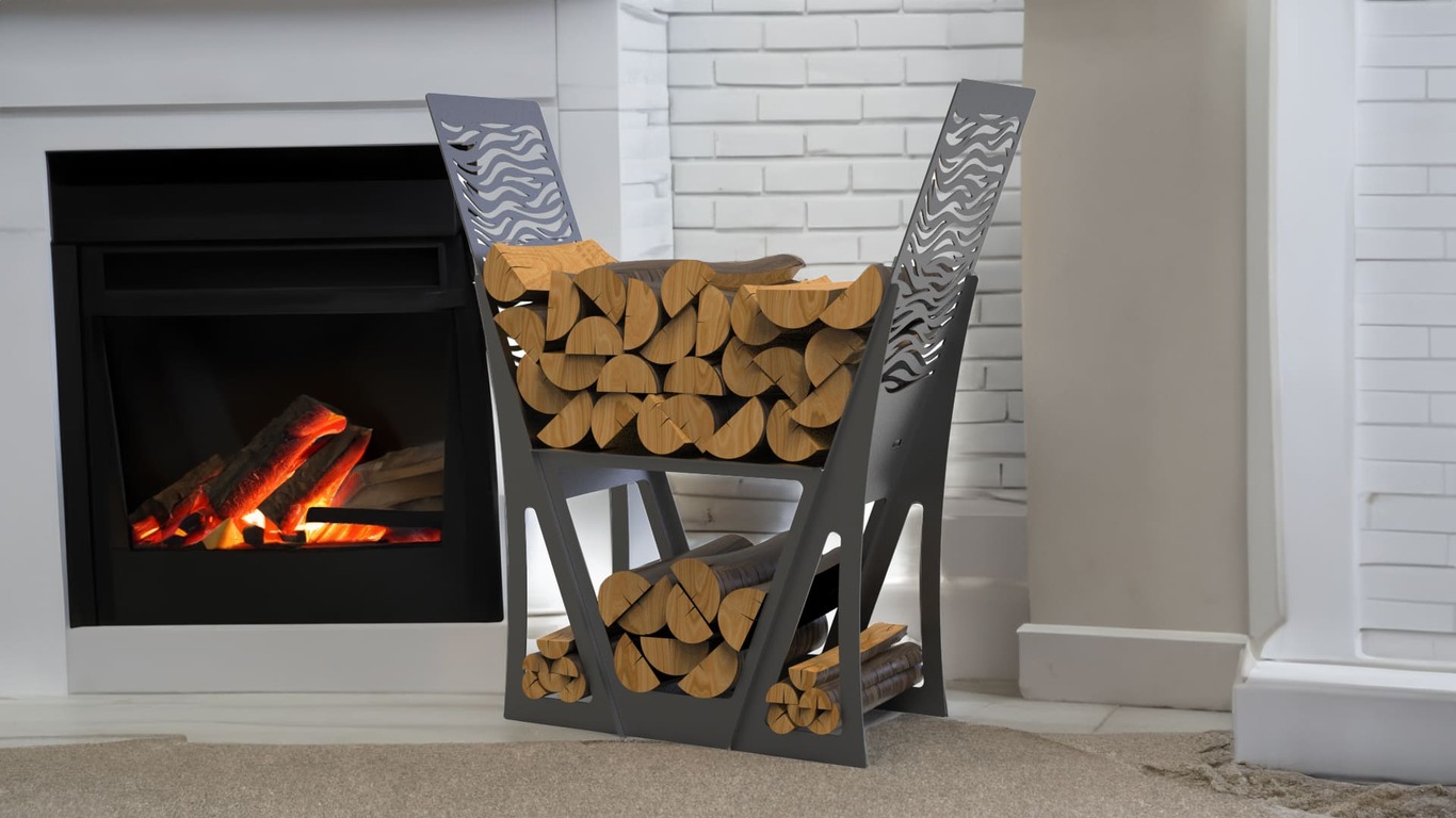 Modern Firewood Rack. DXF files for laser, plasma cutting