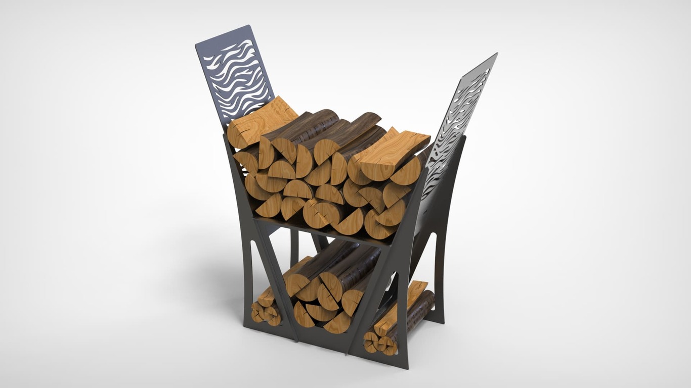 Modern Firewood Rack. DXF files for laser, plasma cutting. Фото 2