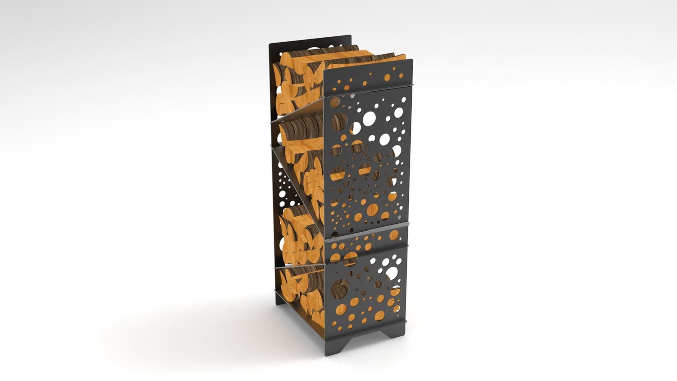 Bubbles Firewood Rack. DXF files for laser, plasma cutting. Фото 2