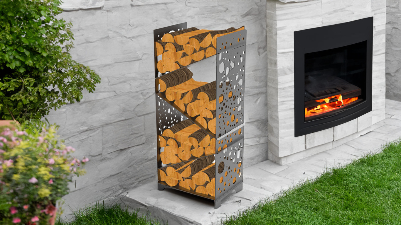 Bubbles Firewood Rack. DXF files for laser, plasma cutting