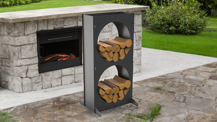 Firewood Rack 43" with Round Cutouts. DXF files for laser, plasma cutting