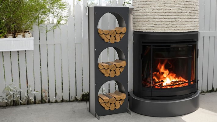 Firewood Rack 63" with Round Cutouts. DXF files for laser, plasma cutting