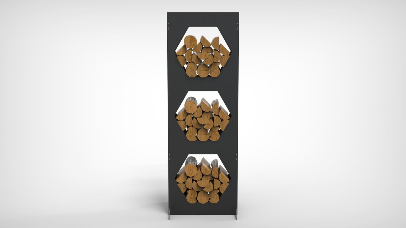 Firewood Rack 63" with Hexagon Cutouts. DXF files for laser, plasma cutting. Фото 2