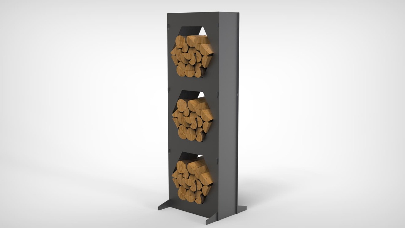 Firewood Rack 63" with Hexagon Cutouts. DXF files for laser, plasma cutting. Фото 3