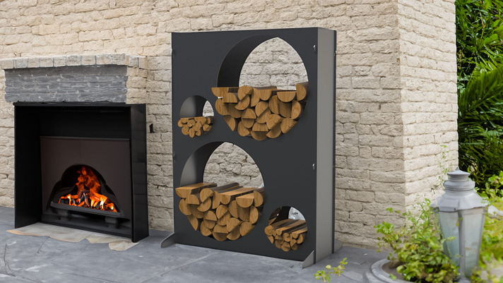 Big Firewood Rack 47" with Round Cutouts. DXF files for laser, plasma cutting