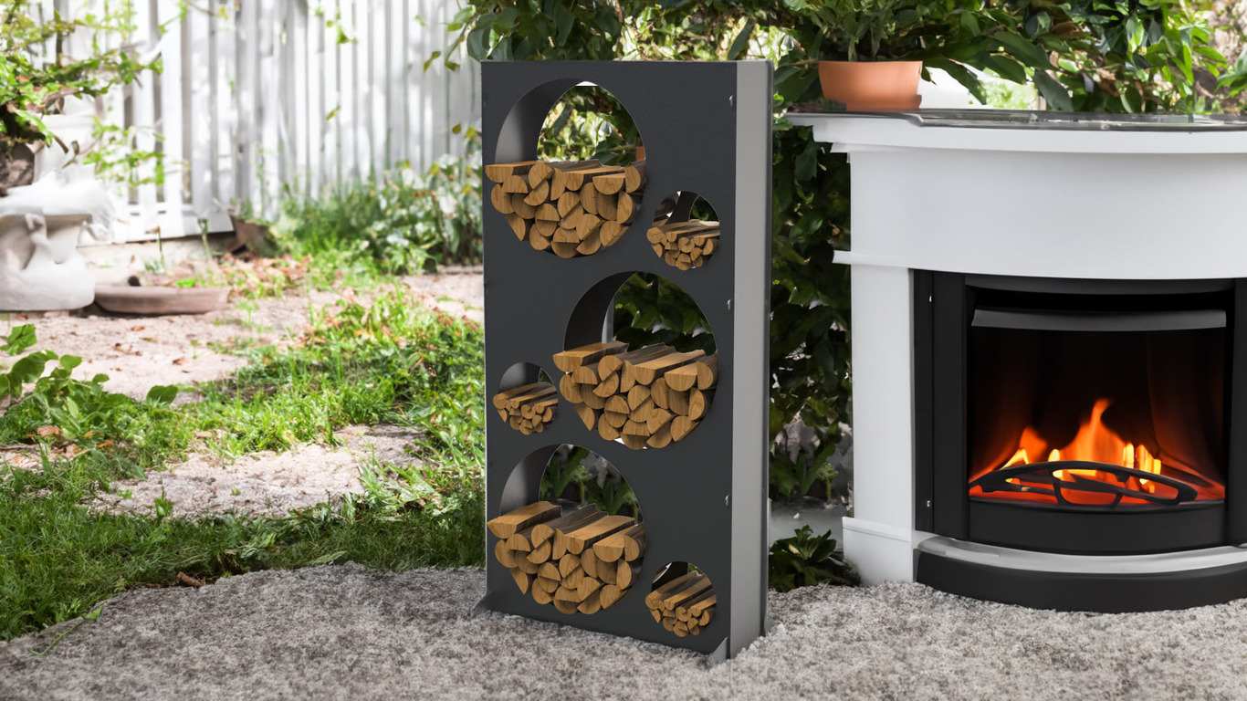 Big Firewood Rack 70" with Round Cutouts. DXF files for laser, plasma cutting