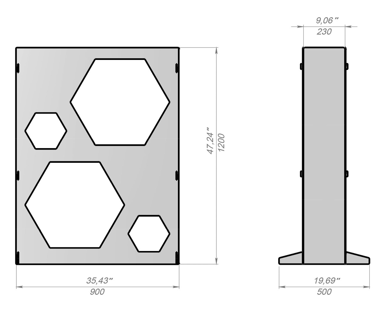 Big Firewood Rack 47" with Hexagon Cutouts. DXF files for laser, plasma cutting. Фото 7