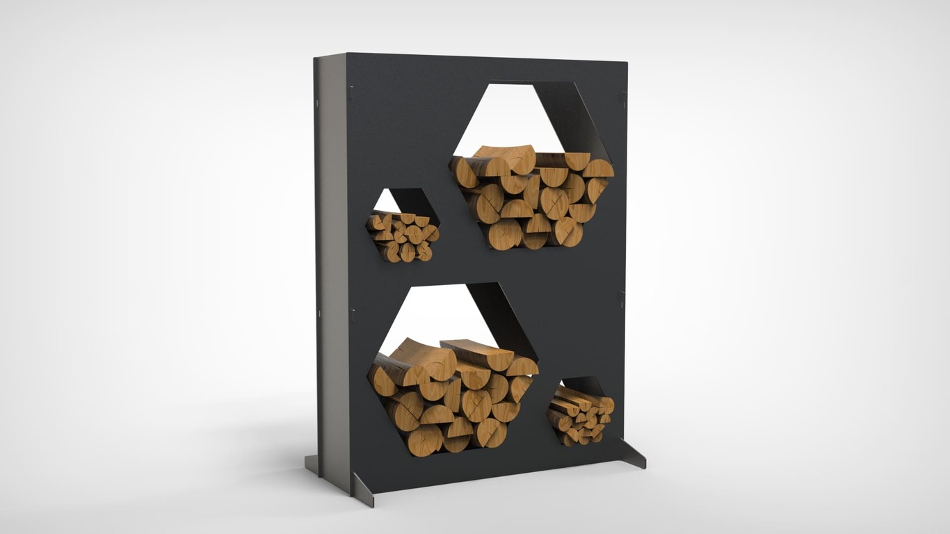Big Firewood Rack 47" with Hexagon Cutouts. DXF files for laser, plasma cutting. Фото 3