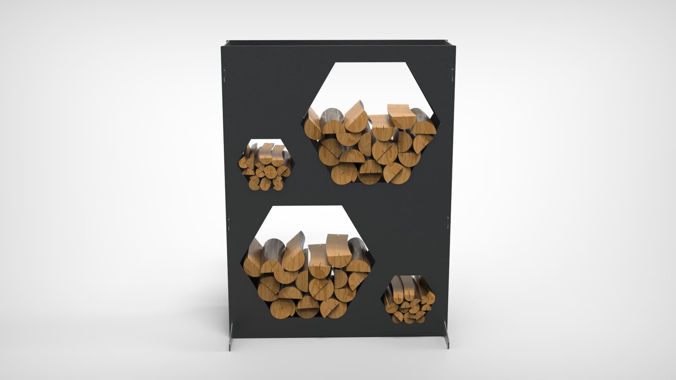 Big Firewood Rack 47" with Hexagon Cutouts. DXF files for laser, plasma cutting. Фото 4