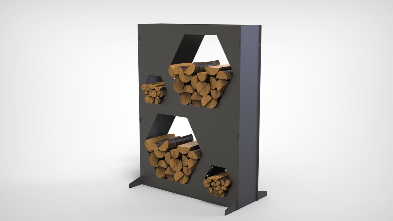 Big Firewood Rack 47" with Hexagon Cutouts. DXF files for laser, plasma cutting. Фото 2