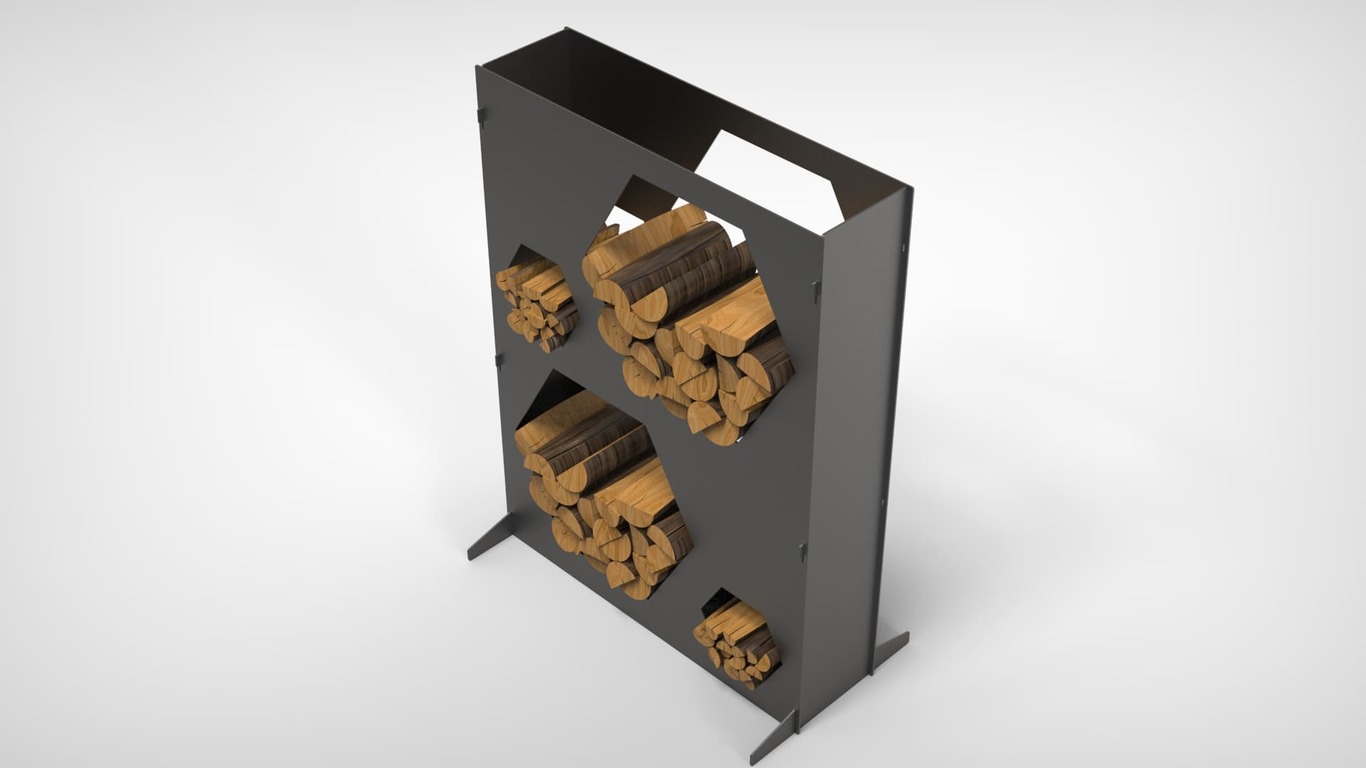 Big Firewood Rack 47" with Hexagon Cutouts. DXF files for laser, plasma cutting. Фото 6