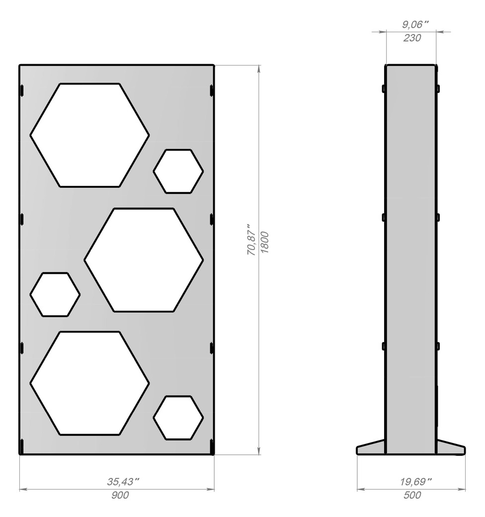 Big Firewood Rack 70" with Hexagon Cutouts. DXF files for laser, plasma cutting. Фото 8